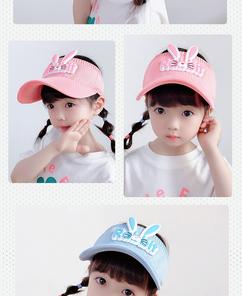Children's Visor Cap Girls' Cartoon Sun Hat Children's Summer UV Protection Big Brim Sun-Proof Baby's Sun Hat