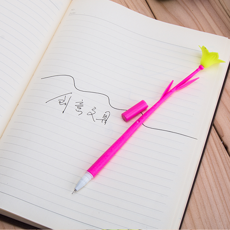 Korean Office Supplies Creative Gel Pen Cute Flower Pen Fresh Flower Black Gel Ink Pen Wholesale for Students