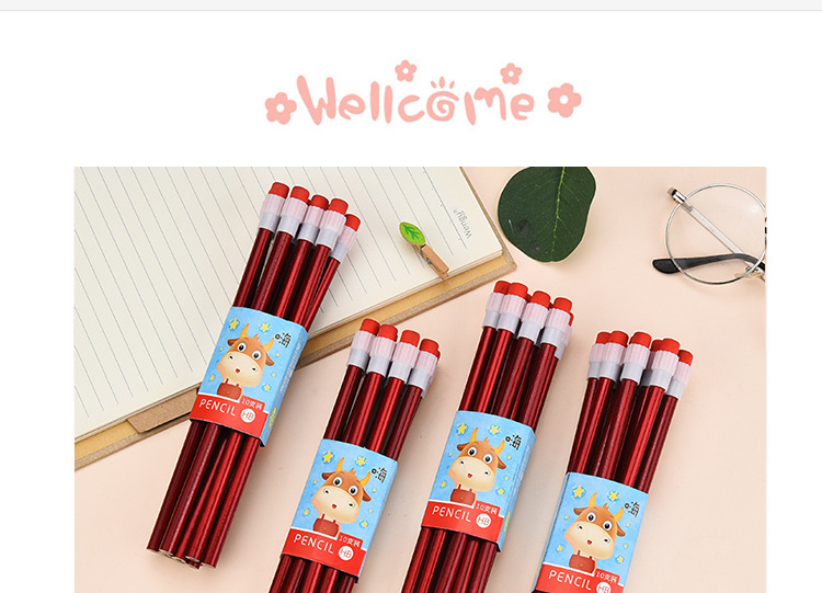 Shunfu New High-End Children Student Writing Pure Red round Brush Pot Big Leather Tip HB Pencil Wholesale Factory Direct Sales Shunfu New High-End Children Student Writing Pure Red round Brush Pot Big Leather Tip HB Pencil Wholesale Factory Direct Sales