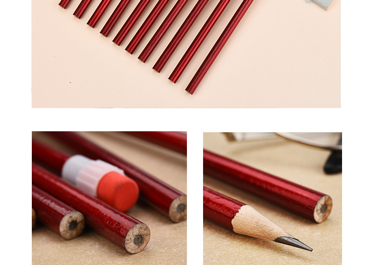 Shunfu New High-End Children Student Writing Pure Red round Brush Pot Big Leather Tip HB Pencil Wholesale Factory Direct Sales Shunfu New High-End Children Student Writing Pure Red round Brush Pot Big Leather Tip HB Pencil Wholesale Factory Direct Sales