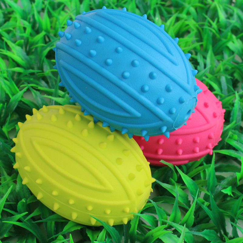 Pet TPR Rubber Toy Sounding Rugby Belt Whistle Molar Gnawing Dog Toy Teddy/Golden Retriever Toy