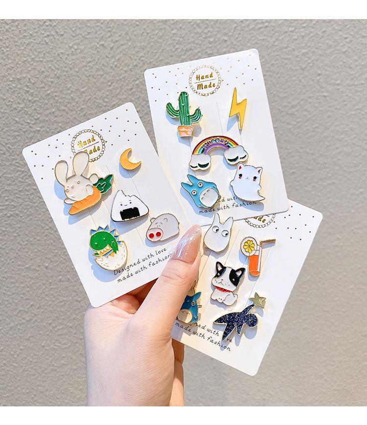 Cute Japanese Style Brooch Ins Trendy Anti-Unwanted-Exposure Buckle Personality Safety Pin Fixed Clothes Cartoon Pin Bag Accessories for Women