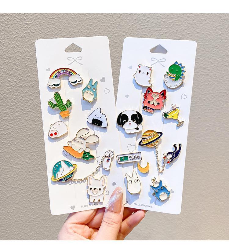 Cute Japanese Style Brooch Ins Trendy Anti-Unwanted-Exposure Buckle Personality Safety Pin Fixed Clothes Cartoon Pin Bag Accessories for Women