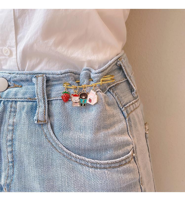 Cute Japanese Style Brooch Ins Trendy Anti-Unwanted-Exposure Buckle Personality Safety Pin Fixed Clothes Cartoon Pin Bag Accessories for Women