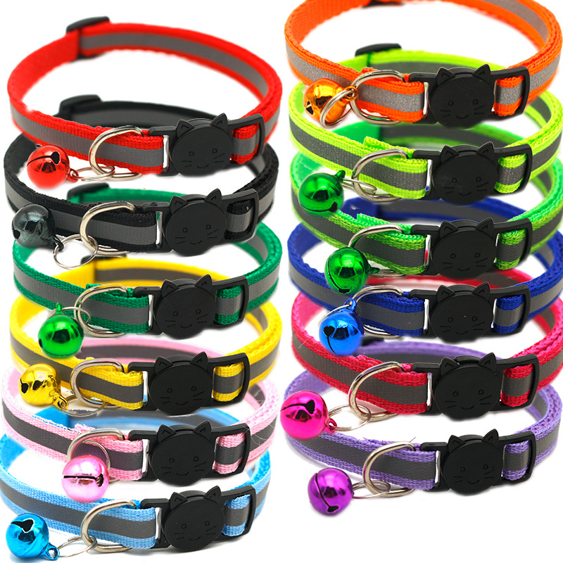 Cross-Border Hot Pet Reflective Safety Cat Buckle Collar Separated Cat Dog Bell Collar Factory Promotion