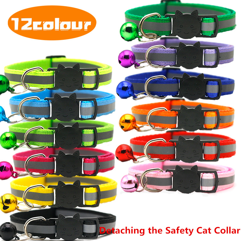 Cross-Border Hot Pet Reflective Safety Cat Buckle Collar Separated Cat Dog Bell Collar Factory Promotion