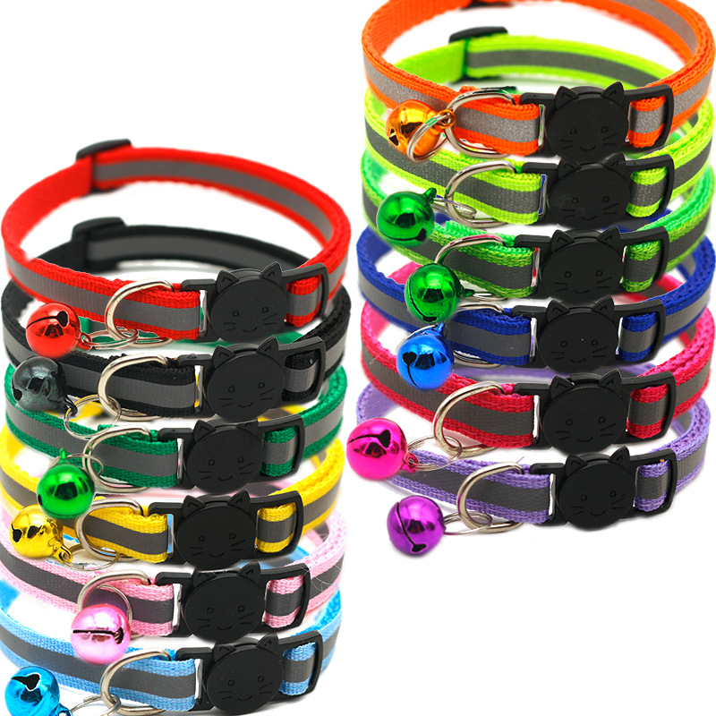 Cross-Border Hot Pet Reflective Safety Cat Buckle Collar Separated Cat Dog Bell Collar Factory Promotion