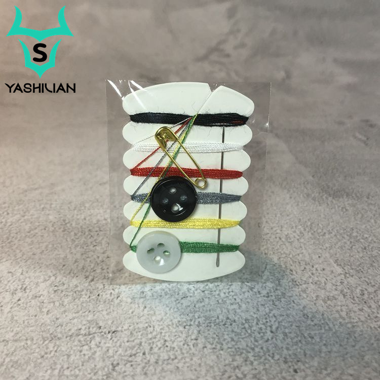 Factory Hotel Disposable Sewing Kit Portable Mini Sewing Kit 6 Color Thread 2 Buckle 1 Pin 1 Safety Pin