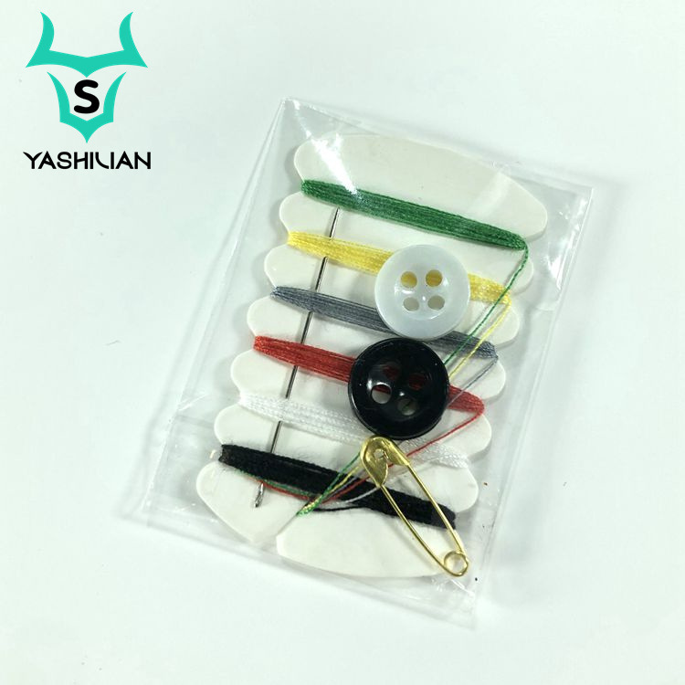 Factory Hotel Disposable Sewing Kit Portable Mini Sewing Kit 6 Color Thread 2 Buckle 1 Pin 1 Safety Pin