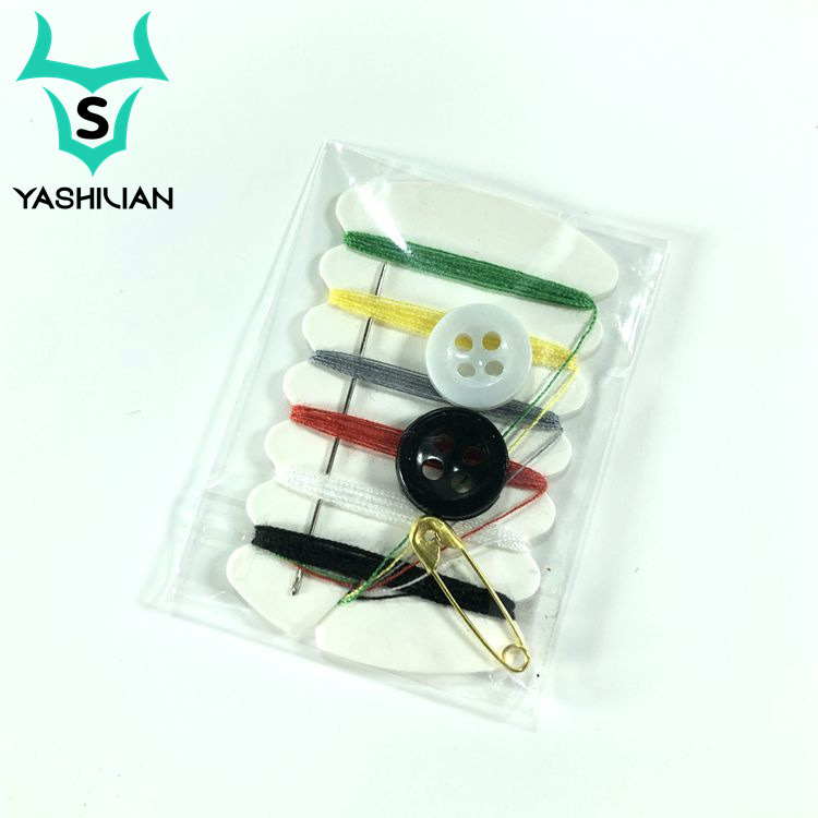 Factory Hotel Disposable Sewing Kit Portable Mini Sewing Kit 6 Color Thread 2 Buckle 1 Pin 1 Safety Pin