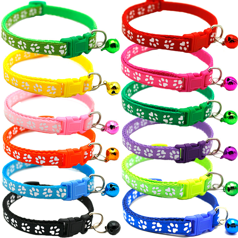 Pet Patch Bell Collar Dog Cat Single Footprint Safety Buckle Collar Cat Buckle Collar Retractable Dog Chain
