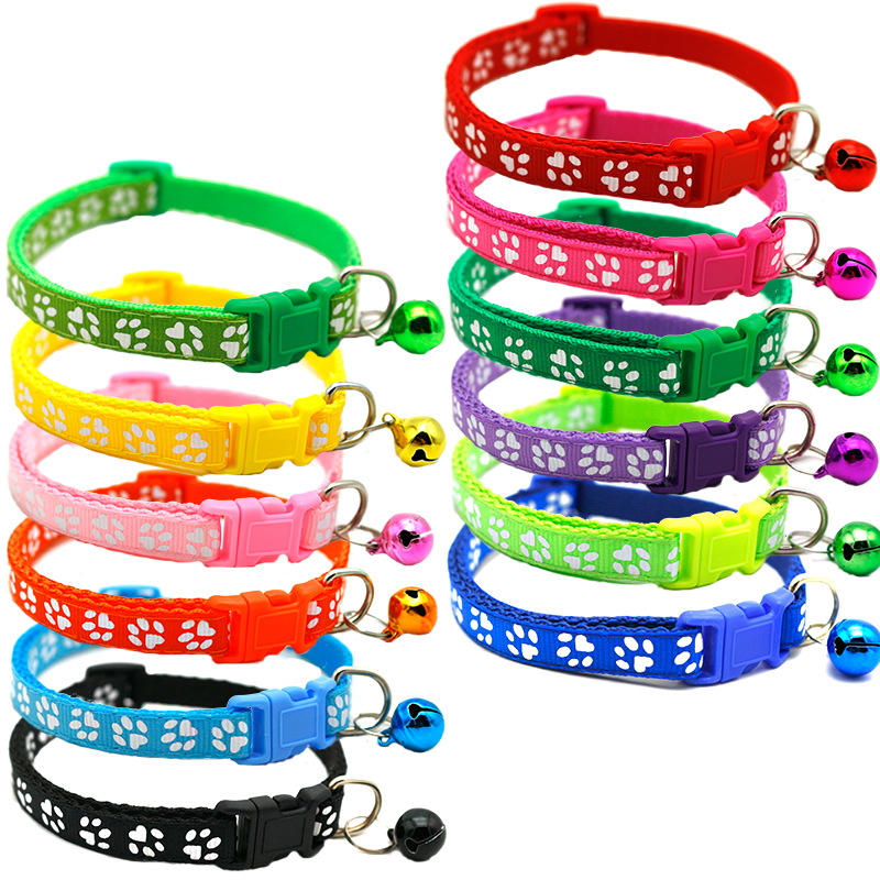 Pet Patch Bell Collar Dog Cat Single Footprint Safety Buckle Collar Cat Buckle Collar Retractable Dog Chain
