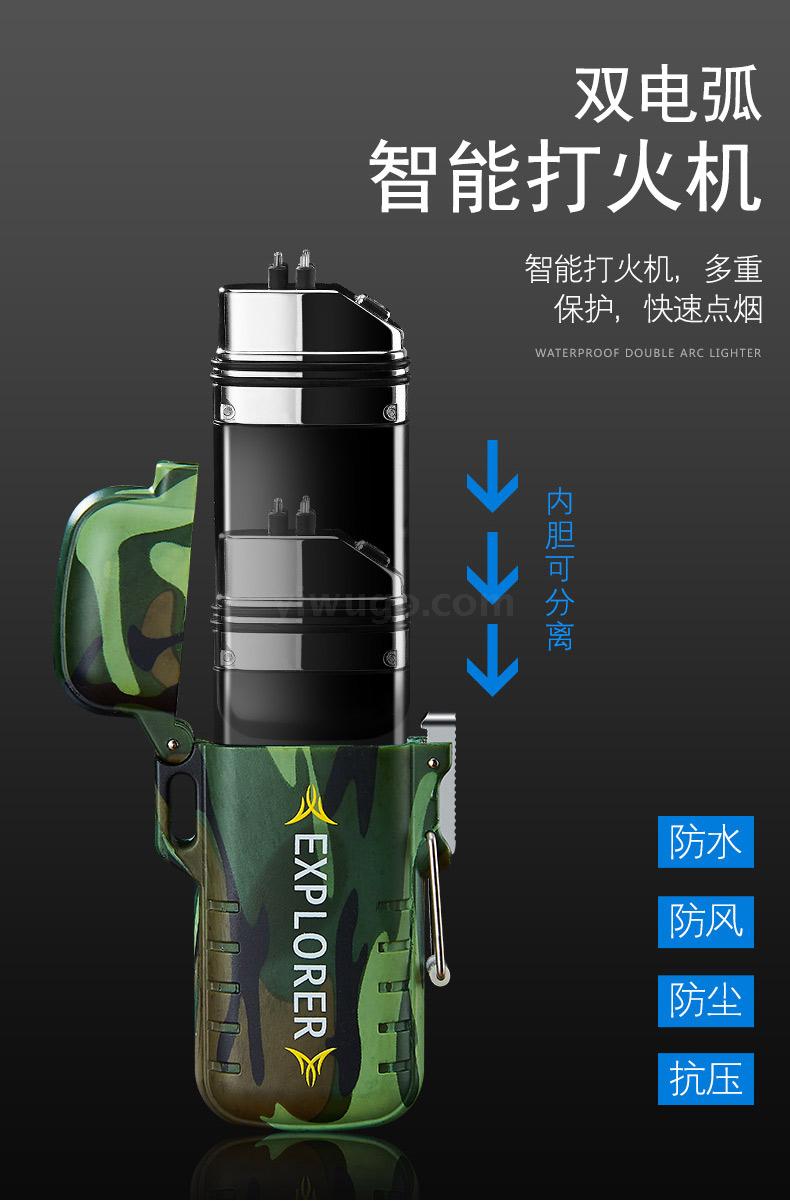 Outdoor portable double ARC charging lighter personalized safety buckle windproof silent cigarette lighter manufacturers Direct