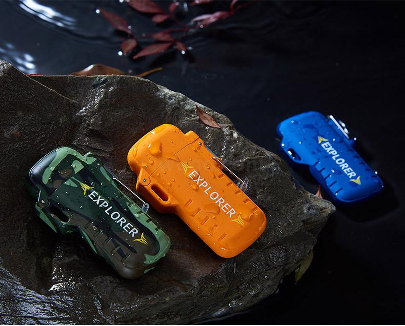 Outdoor portable double ARC charging lighter personalized safety buckle windproof silent cigarette lighter manufacturers Direct