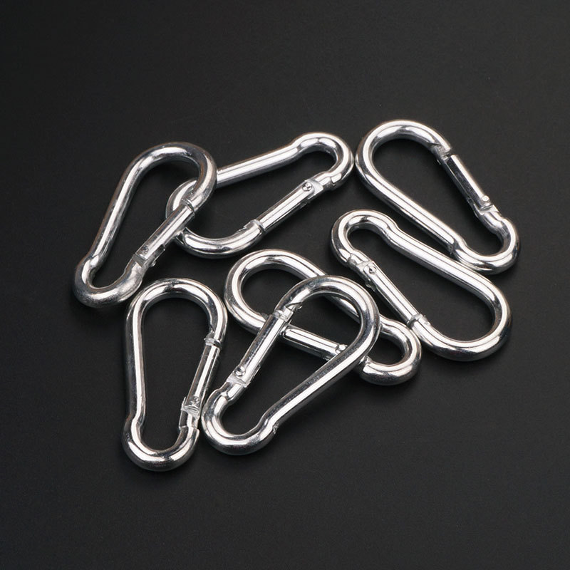 5 50mm PearShaped Galvanized Iron Climbing Button Carabiner Spring Hook Outdoor Safety Buckle Connecting Ring Dog Clasp