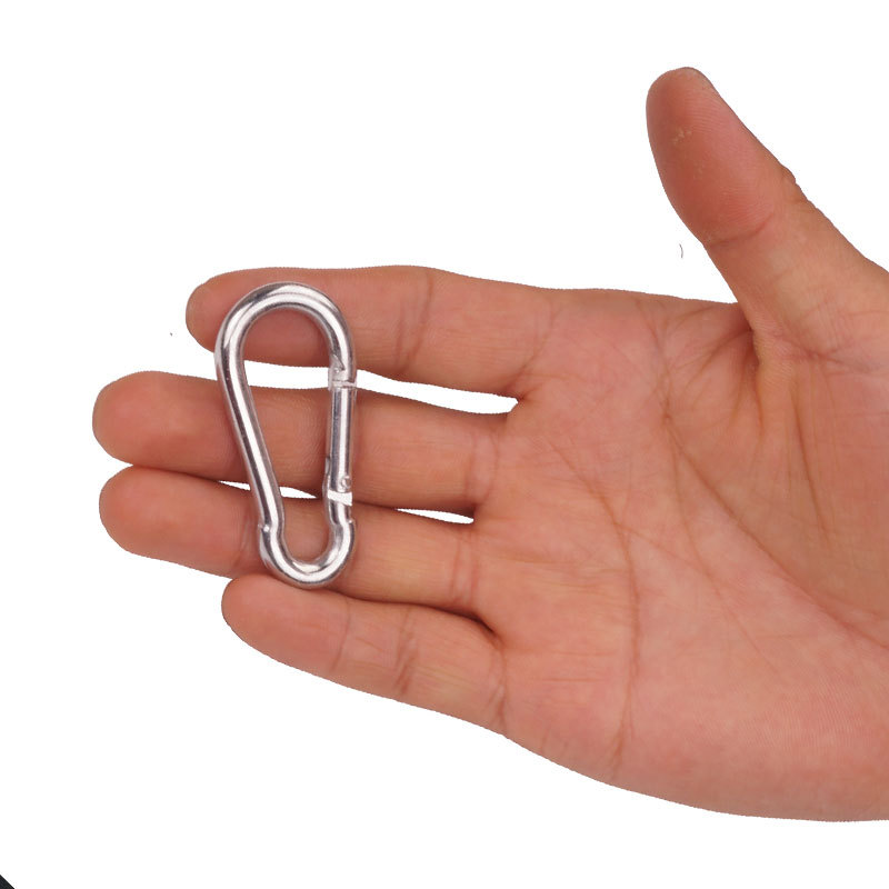 5 50mm PearShaped Galvanized Iron Climbing Button Carabiner Spring Hook Outdoor Safety Buckle Connecting Ring Dog Clasp