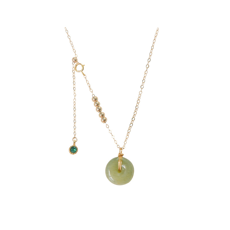 Badu Hetian Jade Beads Necklace Female Safety Buckle Pendant Clavicle Chain Jade Niche Design Ins Cold Wind Gift