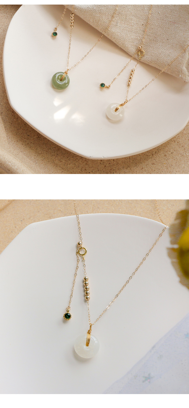 Badu Hetian Jade Beads Necklace Female Safety Buckle Pendant Clavicle Chain Jade Niche Design Ins Cold Wind Gift