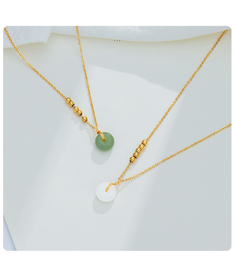 Badu Hetian Jade Beads Necklace Female Safety Buckle Pendant Clavicle Chain Jade Niche Design Ins Cold Wind Gift