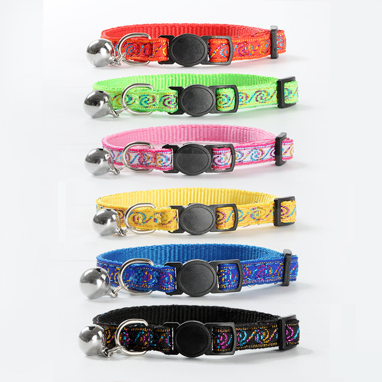 Professional Production Cat Collar Pet Products Factory Wholesale Dog Collar Safety Buckle Reflective Woven Tape Cat Collar