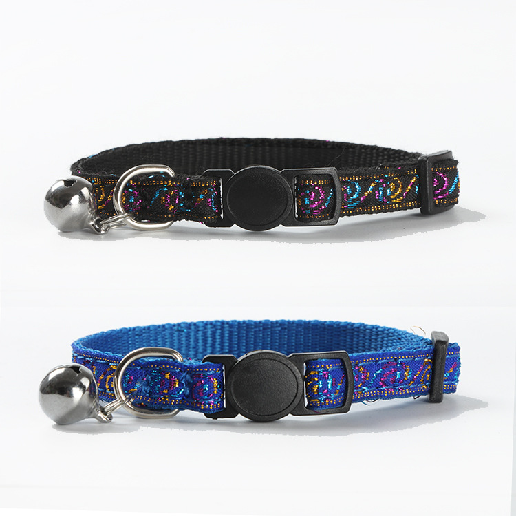 Professional Production Cat Collar Pet Products Factory Wholesale Dog Collar Safety Buckle Reflective Woven Tape Cat Collar