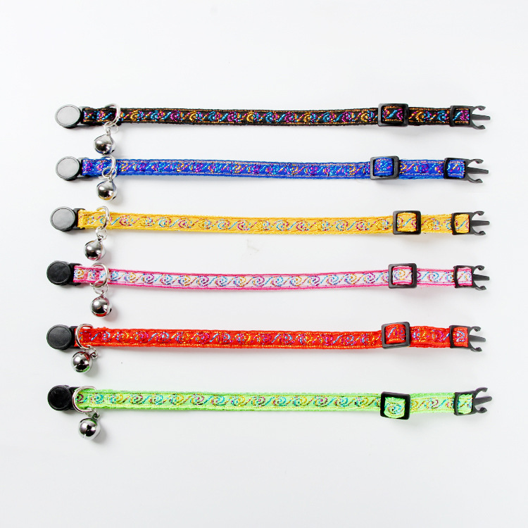 Professional Production Cat Collar Pet Products Factory Wholesale Dog Collar Safety Buckle Reflective Woven Tape Cat Collar