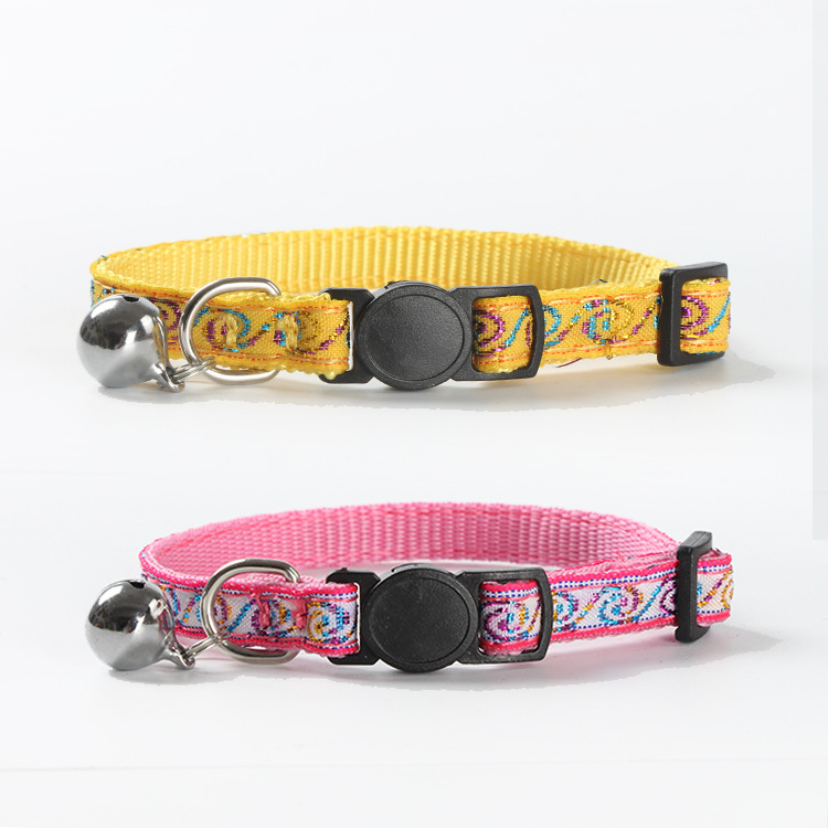 Professional Production Cat Collar Pet Products Factory Wholesale Dog Collar Safety Buckle Reflective Woven Tape Cat Collar