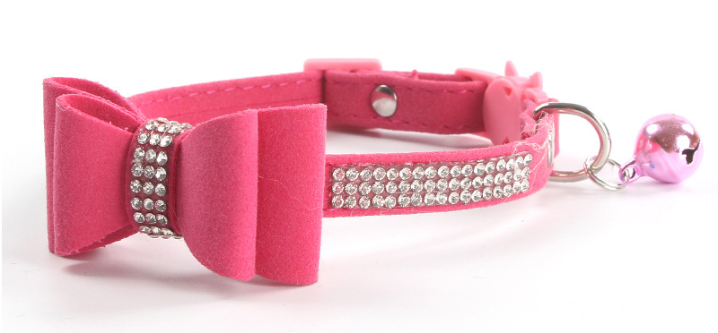 Gold Bow Tie Rhinestone a Crystal Microfiber Korean Velvet Soft and Comfortable Cat Collar Safety Buckle Collar Cat Belt Popular Collar