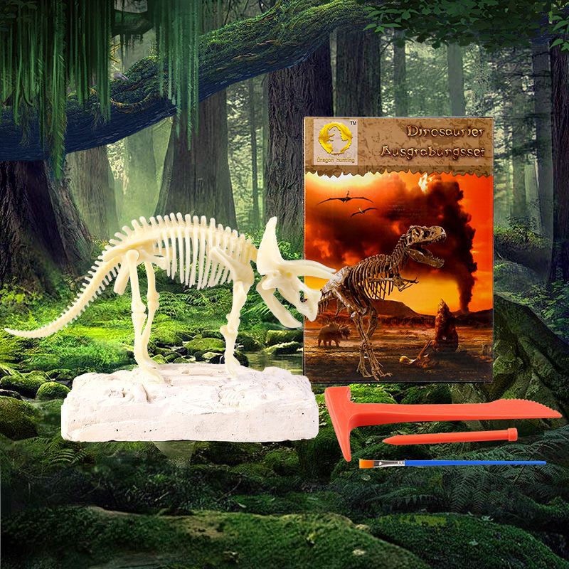 Dragon hunting cross-border dinosaur fossil archaeological mining toys fossil stall supply triceratops mining DIY toys