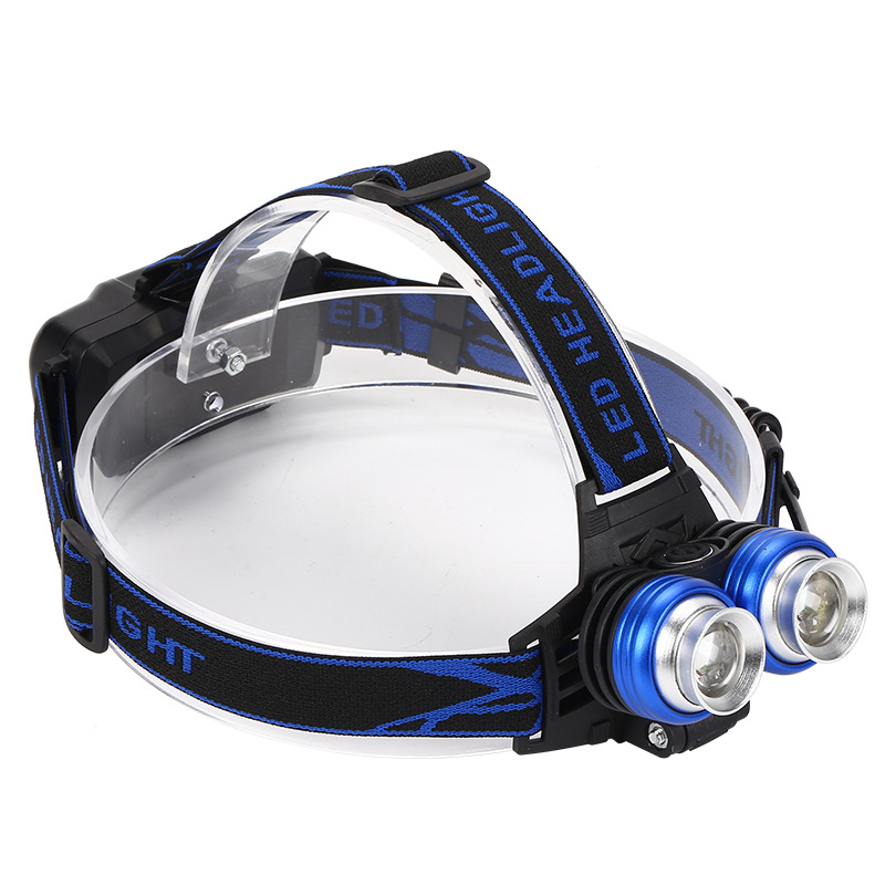High-Power 2T6 Headlamp Outdoor Led Strong Light Retractable Charging Long Shot Headlamp Blue White Light Hunting Miner&#039;s Lamp