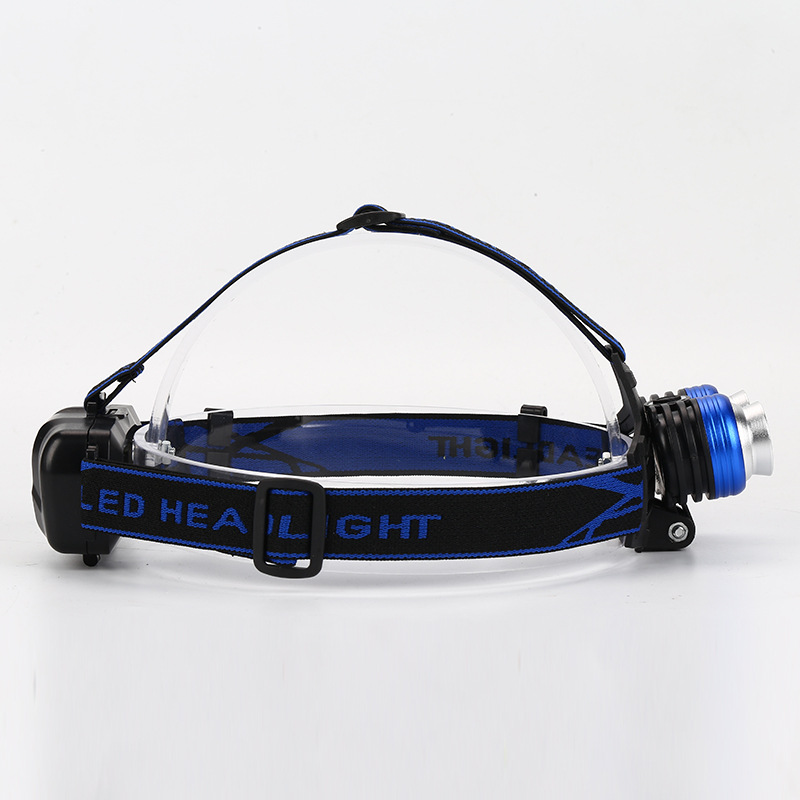 High-Power 2T6 Headlamp Outdoor Led Strong Light Retractable Charging Long Shot Headlamp Blue White Light Hunting Miner&#039;s Lamp
