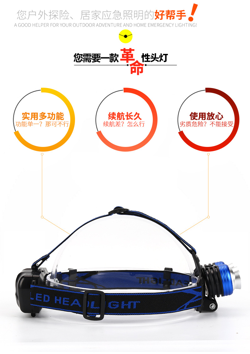 High-Power 2T6 Headlamp Outdoor Led Strong Light Retractable Charging Long Shot Headlamp Blue White Light Hunting Miner's Lamp High-Power 2T6 Headlamp Outdoor Led Strong Light Retractable Charging Long Shot Headlamp Blue White Light Hunting Miner's Lamp
