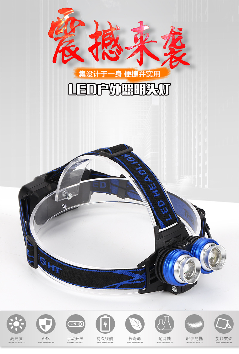 High-Power 2T6 Headlamp Outdoor Led Strong Light Retractable Charging Long Shot Headlamp Blue White Light Hunting Miner's Lamp High-Power 2T6 Headlamp Outdoor Led Strong Light Retractable Charging Long Shot Headlamp Blue White Light Hunting Miner's Lamp