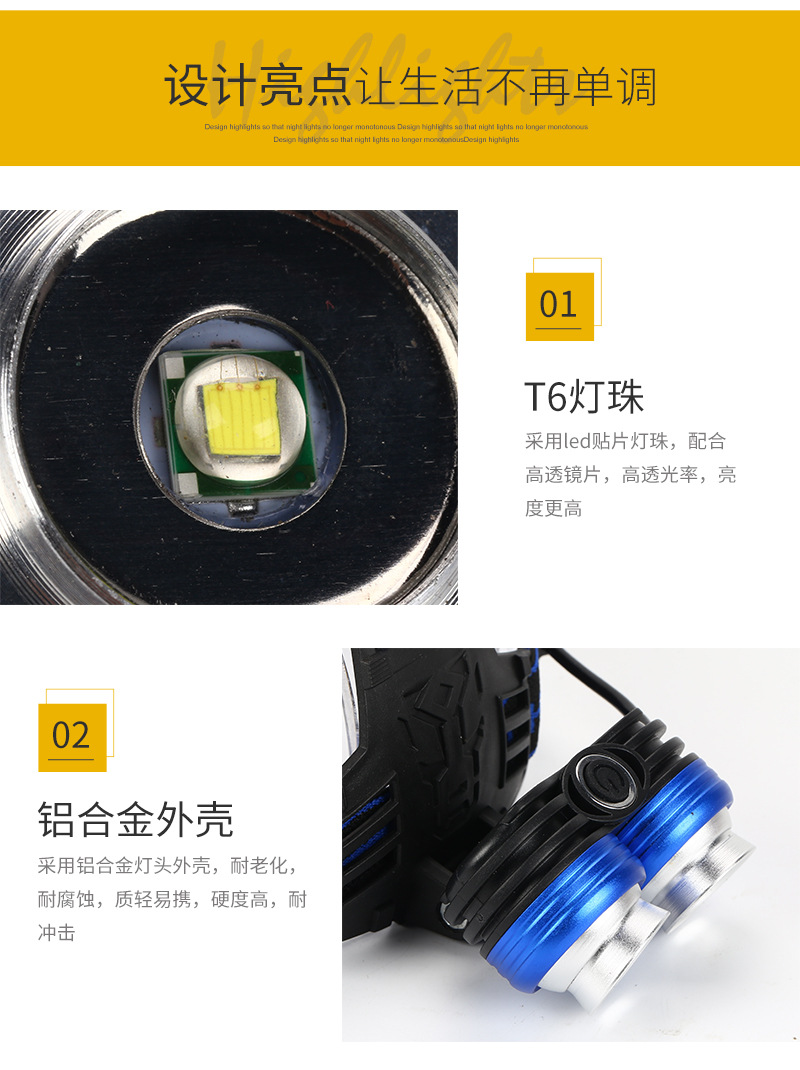 High-Power 2T6 Headlamp Outdoor Led Strong Light Retractable Charging Long Shot Headlamp Blue White Light Hunting Miner's Lamp High-Power 2T6 Headlamp Outdoor Led Strong Light Retractable Charging Long Shot Headlamp Blue White Light Hunting Miner's Lamp