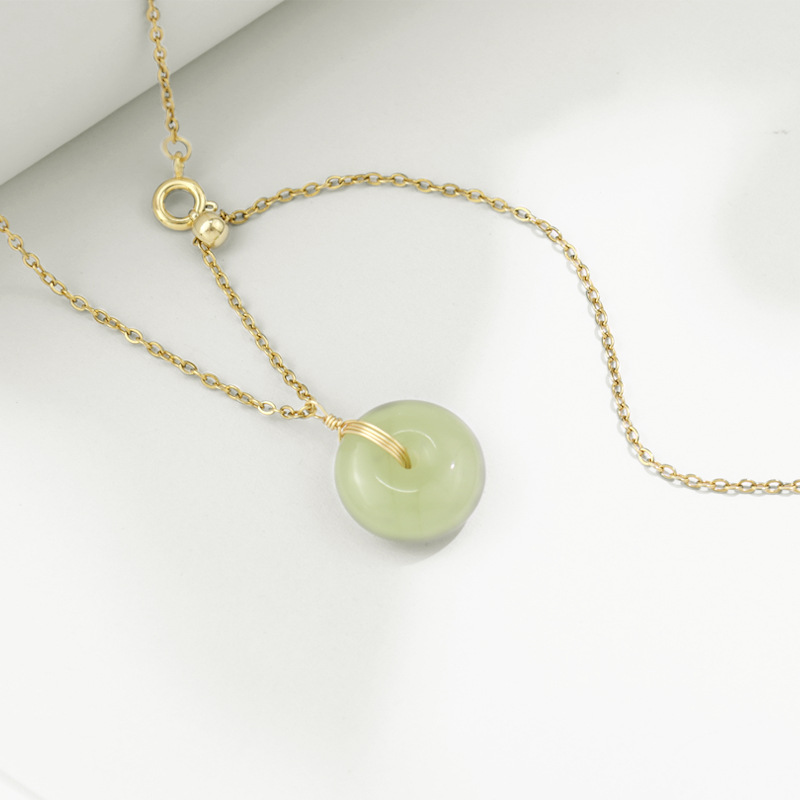 New Korean Style Ins Cold Style Hetian Jade Safety Buckle Necklace Fashionable Temperamental All-Match Clavicle Chain Necklace Accessories