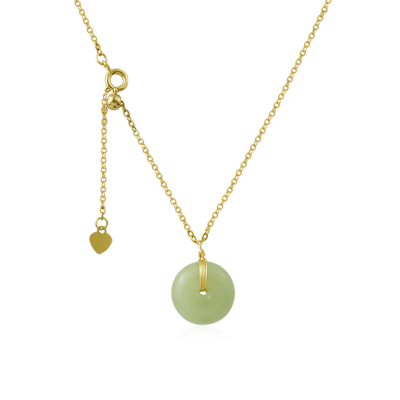 New Korean Style Ins Cold Style Hetian Jade Safety Buckle Necklace Fashionable Temperamental All-Match Clavicle Chain Necklace Accessories