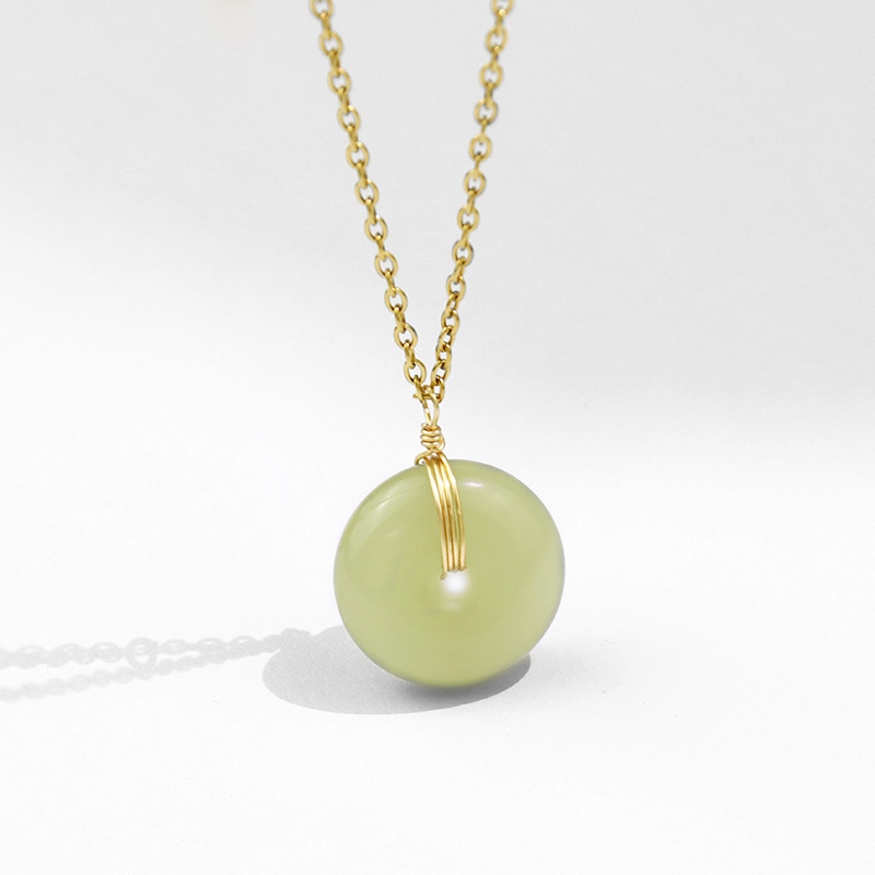 New Korean Style Ins Cold Style Hetian Jade Safety Buckle Necklace Fashionable Temperamental All-Match Clavicle Chain Necklace Accessories