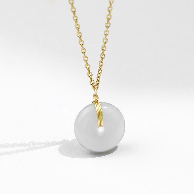 New Korean Style Ins Cold Style Hetian Jade Safety Buckle Necklace Fashionable Temperamental All-Match Clavicle Chain Necklace Accessories