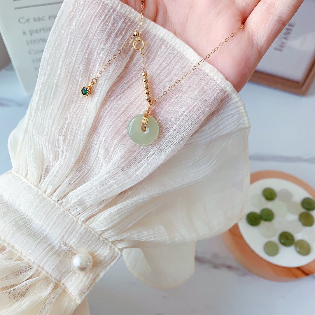 Badu Hetian Jade Beads Necklace Female Safety Buckle Pendant Clavicle Chain Jade Niche Design Ins Cold Wind Gift