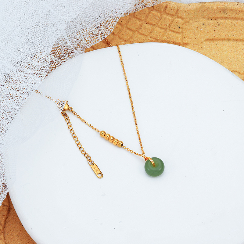 Badu Hetian Jade Beads Necklace Female Safety Buckle Pendant Clavicle Chain Jade Niche Design Ins Cold Wind Gift