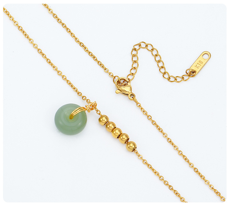 Badu Hetian Jade Beads Necklace Female Safety Buckle Pendant Clavicle Chain Jade Niche Design Ins Cold Wind Gift