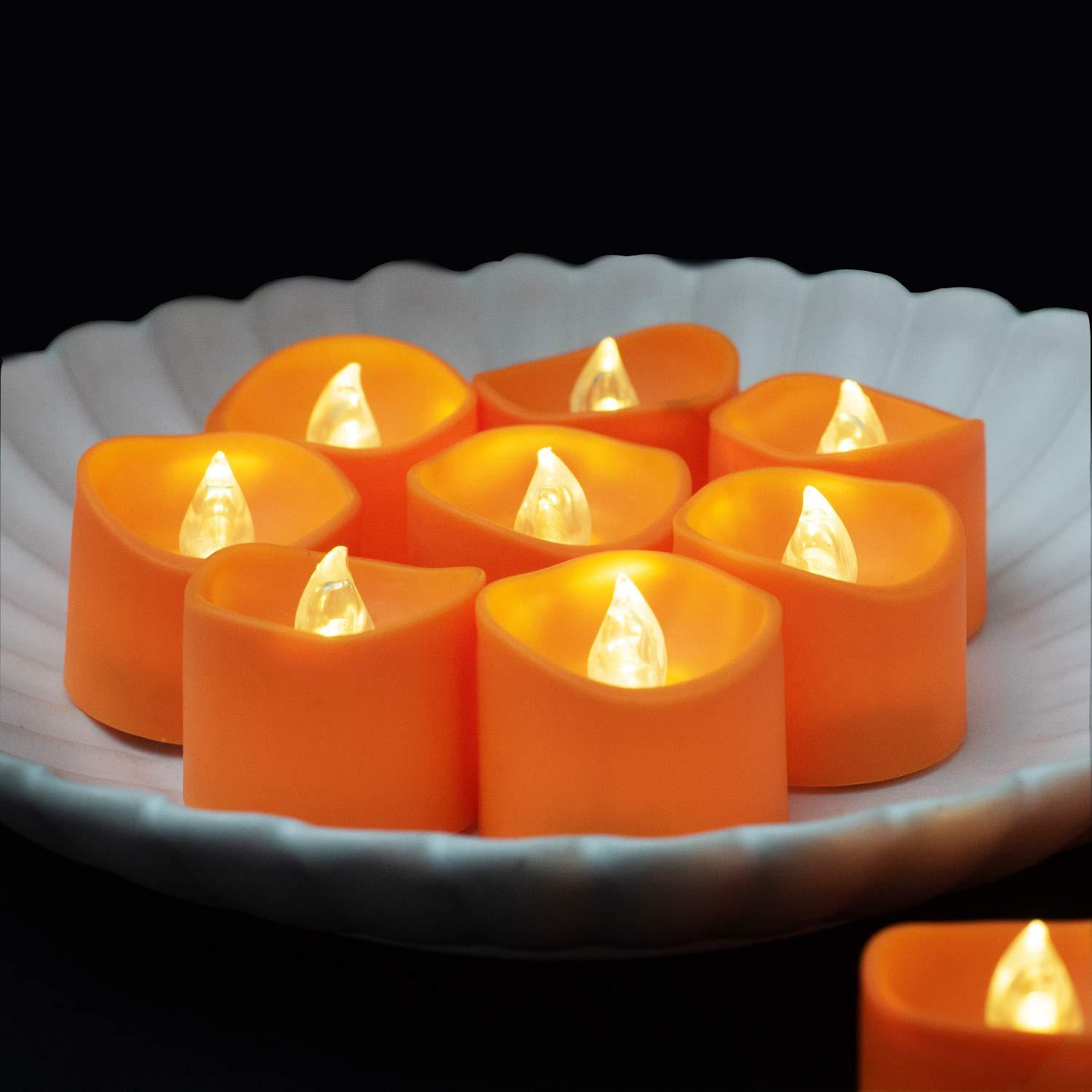 Orange Shell Wave mouth Tea Wax Halloween Candle light Orange Shell Wave mouth Tea Wax Halloween Candle light