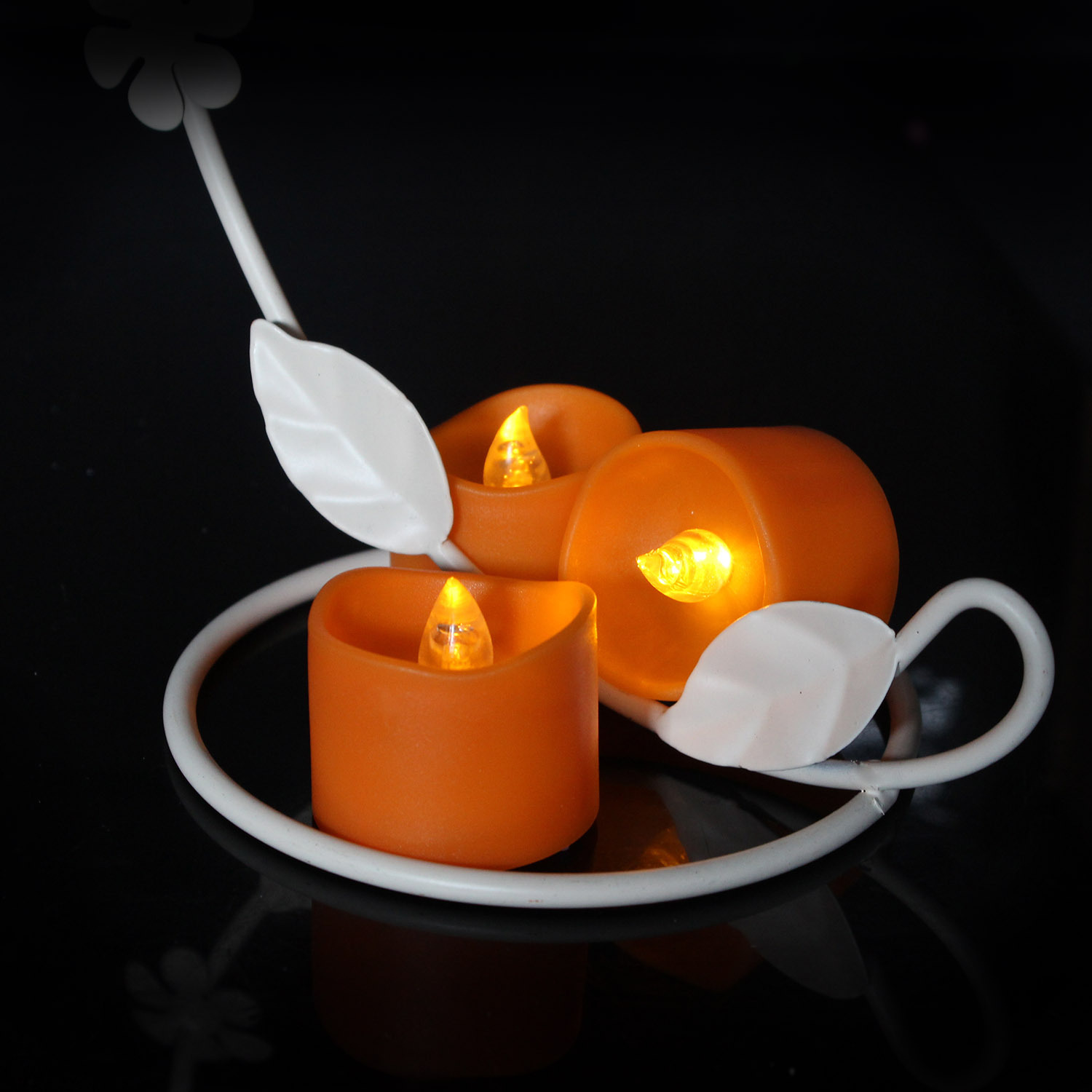 Orange Shell Wave mouth Tea Wax Halloween Candle light Orange Shell Wave mouth Tea Wax Halloween Candle light