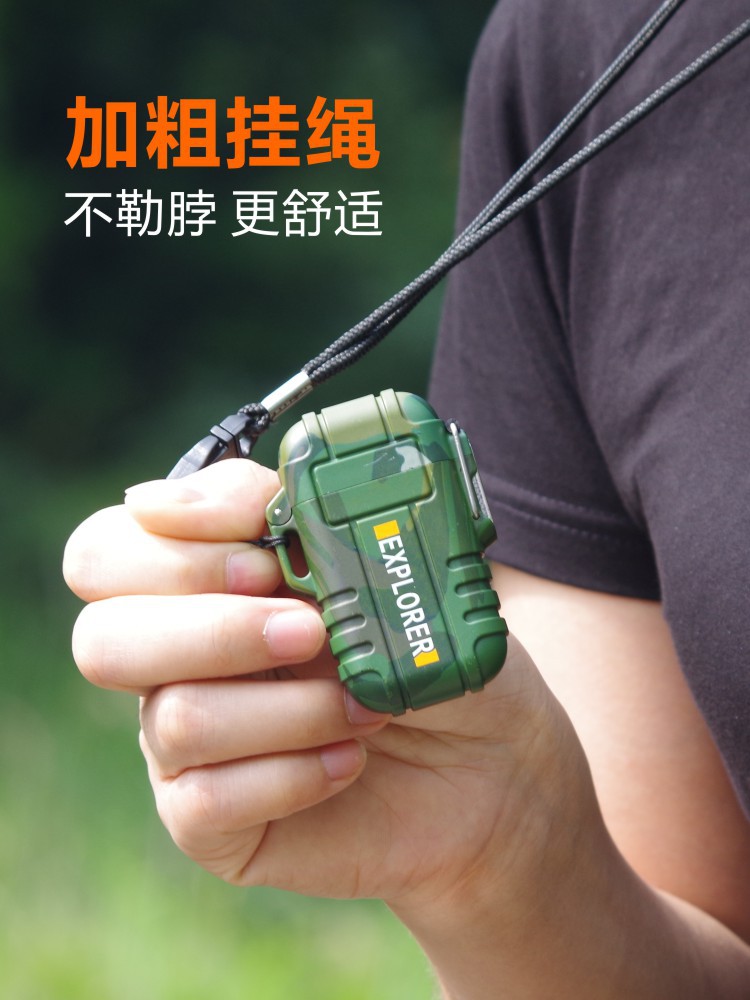 Arc Charging Lighter Outdoor Portable Waterproof Windproof Cigarette Lighter Creative Personality Belt Safety Buckle