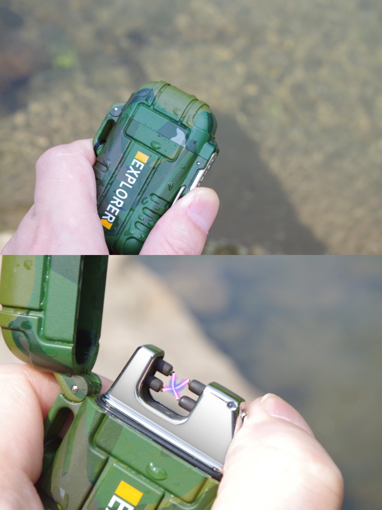 Arc Charging Lighter Outdoor Portable Waterproof Windproof Cigarette Lighter Creative Personality Belt Safety Buckle