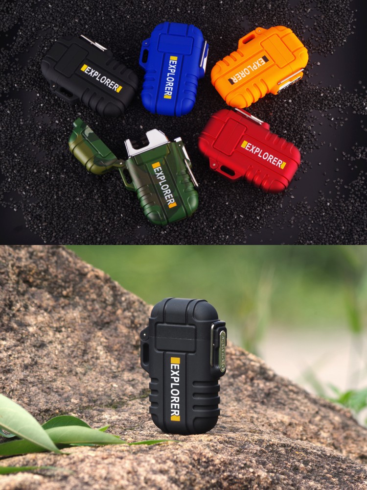 Arc Charging Lighter Outdoor Portable Waterproof Windproof Cigarette Lighter Creative Personality Belt Safety Buckle