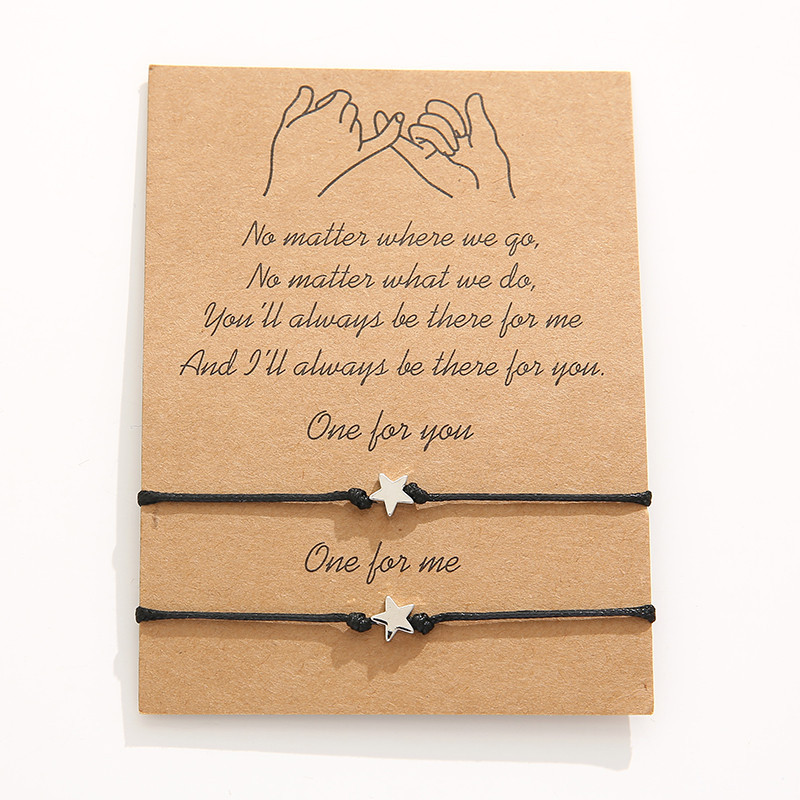 Popular Couple&#039;s Bracelet Simple FivePointed Star Wax Line Woven Card Bracelet Hand Jewelry Whole