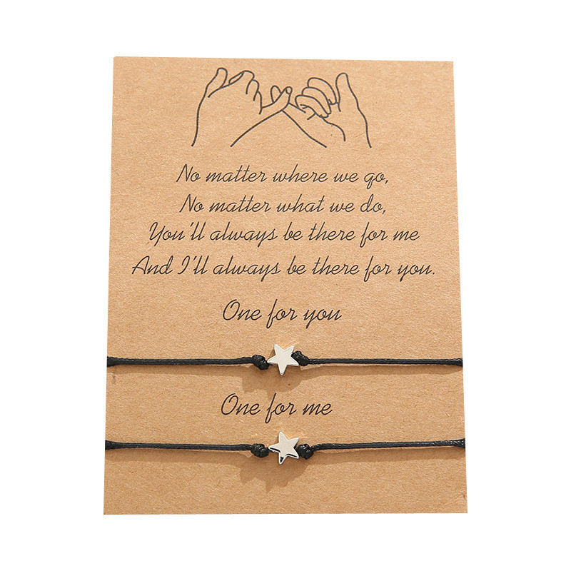 Popular Couple's Bracelet Simple FivePointed Star Wax Line Woven Card Bracelet Hand Jewelry Whole Popular Couple's Bracelet Simple FivePointed Star Wax Line Woven Card Bracelet Hand Jewelry Whole