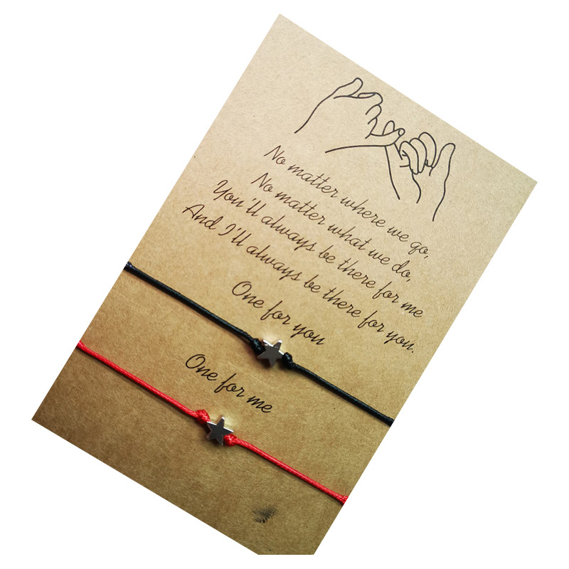 Popular Couple's Bracelet Simple FivePointed Star Wax Line Woven Card Bracelet Hand Jewelry Whole Popular Couple's Bracelet Simple FivePointed Star Wax Line Woven Card Bracelet Hand Jewelry Whole