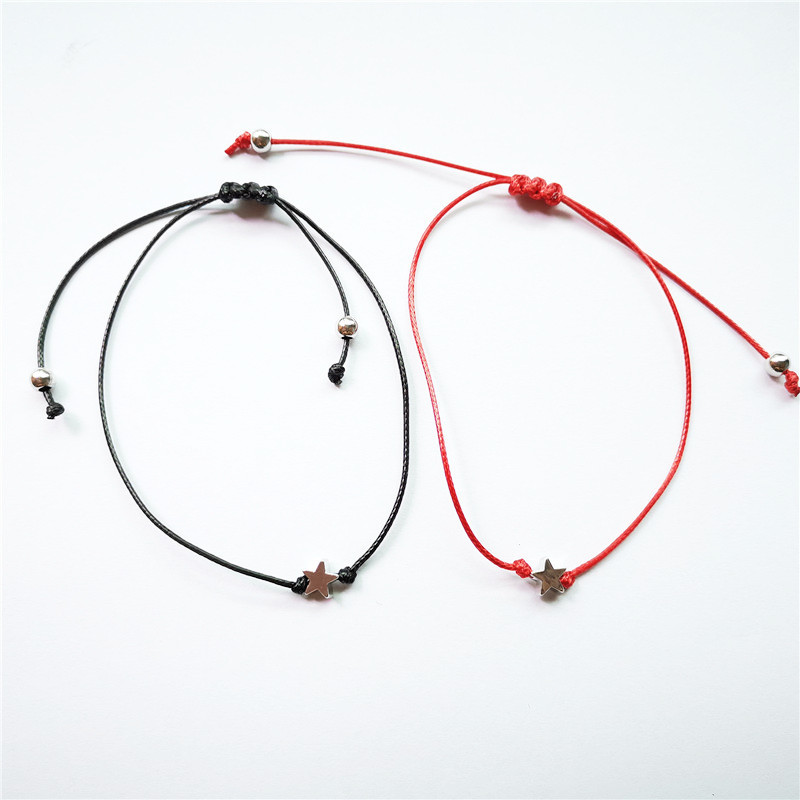 Popular Couple's Bracelet Simple FivePointed Star Wax Line Woven Card Bracelet Hand Jewelry Whole Popular Couple's Bracelet Simple FivePointed Star Wax Line Woven Card Bracelet Hand Jewelry Whole